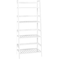 Homfa Estantería Baño Bambú Estantería Almacenaje para Libros Plantas Estantería Blanca para Salón Cocina con 4 Estantes